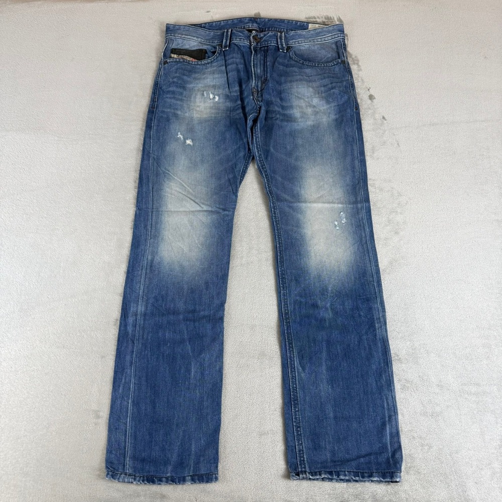 Diesel Thavar Slim Skinny Jeans Mens 34x32 Blue Denim Distressed Cotton 0663E